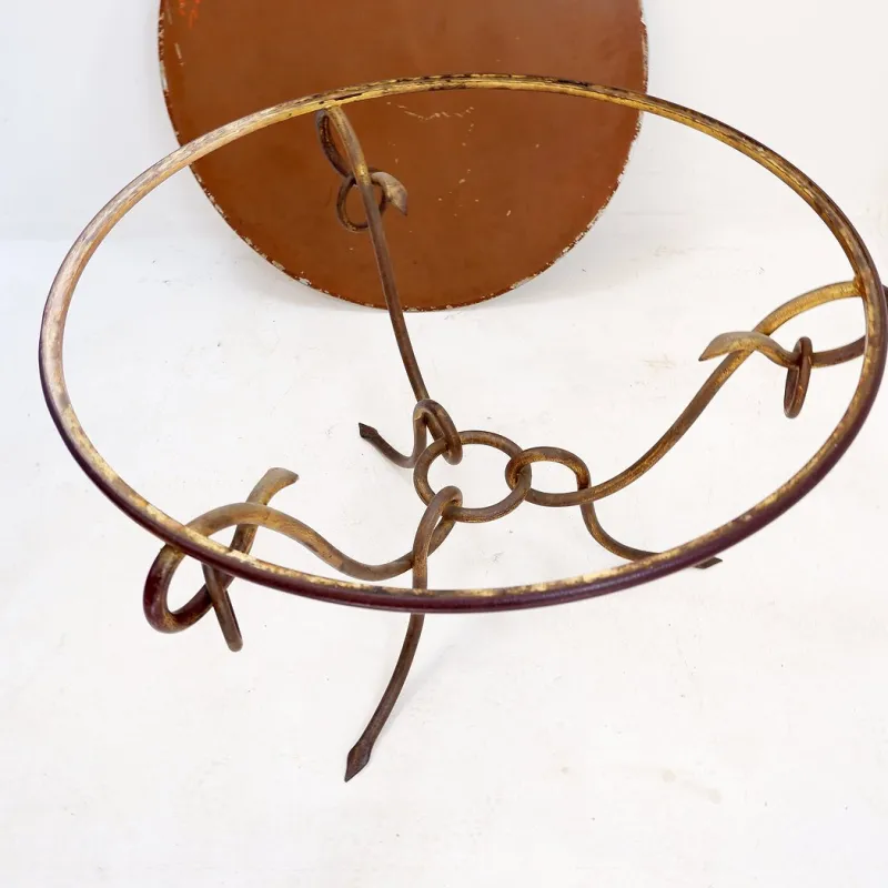 Pamono Gilded Iron Coffee Table by René Drouet, 1940s> Coffee & Side Tables