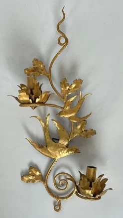 Pamono Gilded Metal Bird Wall Lights in the style of Maison Baguès, Set of 2><noscript><img width=