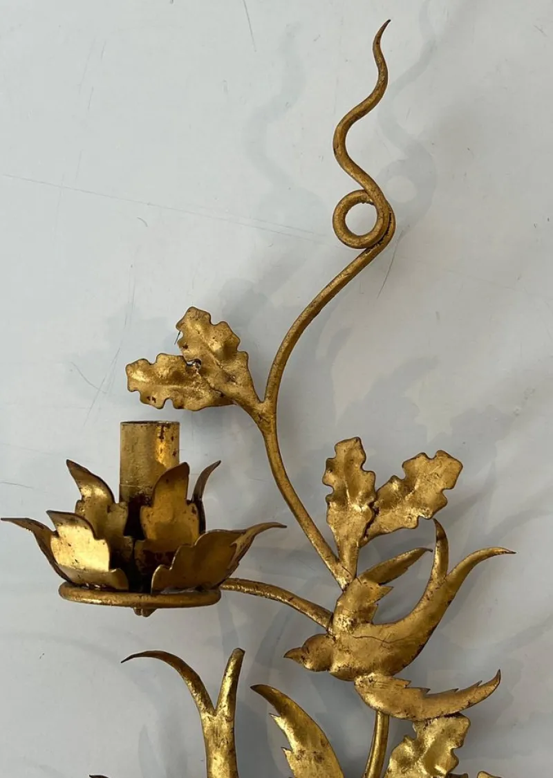 Pamono Gilded Metal Bird Wall Lights in the style of Maison Baguès, Set of 2> Wall Lights & Sconces