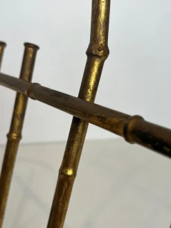 Pamono Gilded Metal Faux Bamboo Magazine Holder attributed to Maison Baguès