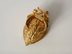 Pamono Gilded Walnut Salt Spice Cellar by Gabriella Crespi, Italy, 1970s><noscript><img width=