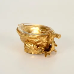 Pamono Gilded Walnut Salt Spice Cellar by Gabriella Crespi, Italy, 1970s><noscript><img width=