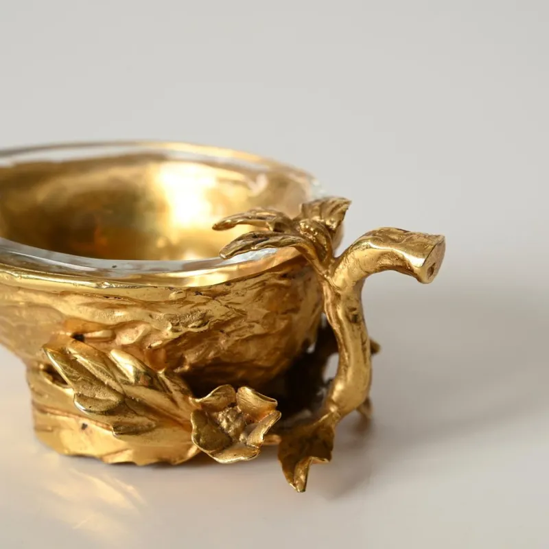 Pamono Gilded Walnut Salt Spice Cellar by Gabriella Crespi, Italy, 1970s> Salt & Pepper Shakers