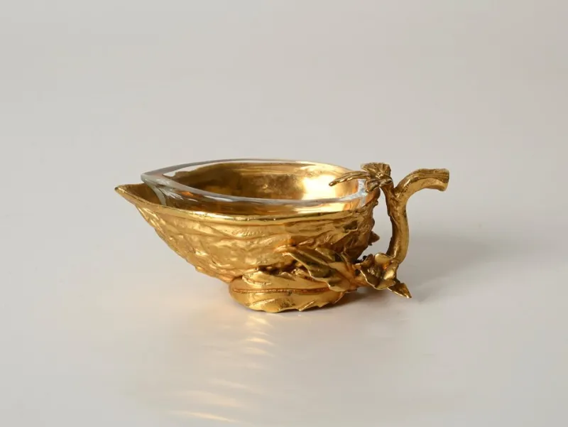 Pamono Gilded Walnut Salt Spice Cellar by Gabriella Crespi, Italy, 1970s> Salt & Pepper Shakers
