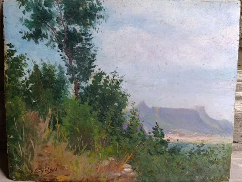 Pamono Gillaz, Landscape, 1950s, Oil Painting on Board> Painting