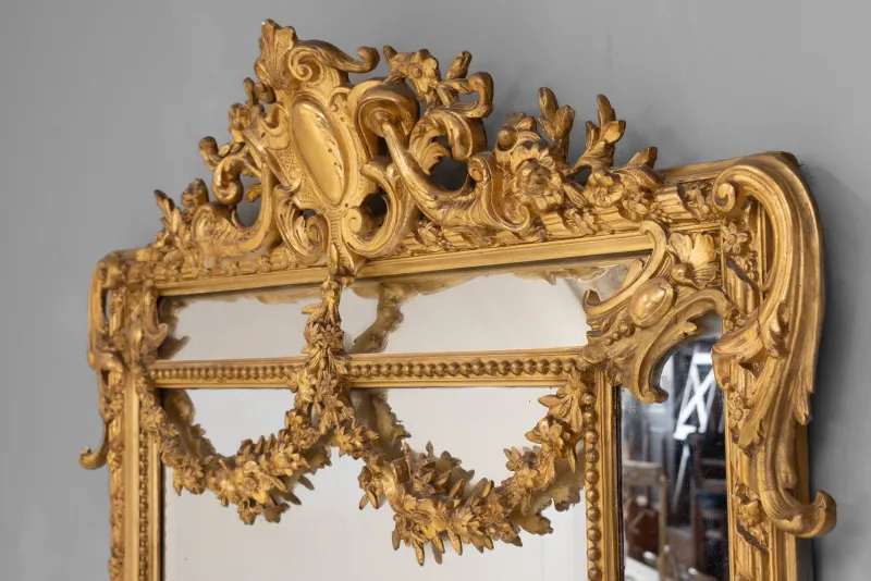 Pamono Gilt Cushion Mirror, 1890s> Mirrors