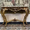 Pamono Gilt Wood Console Table with Shaped Marble Top> Console Tables