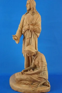 Pamono Giovanni Della Longa, Sculpture Depicting Jesus Christ and a Seated Woman, 19th Century, Terracotta> Classical