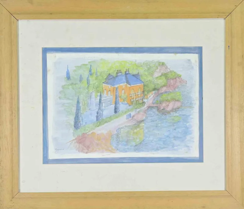 Pamono Giovanni Gromo, Landscape, Mixed Media, 1980s, Framed> Contemporary|Work On Paper