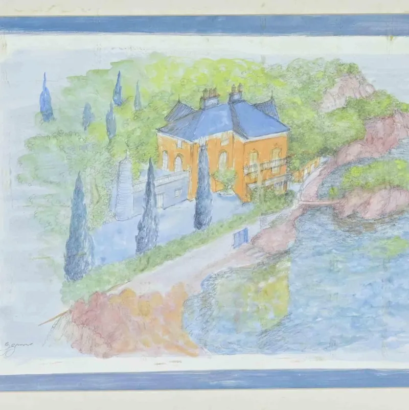 Pamono Giovanni Gromo, Landscape, Mixed Media, 1980s, Framed> Contemporary|Work On Paper