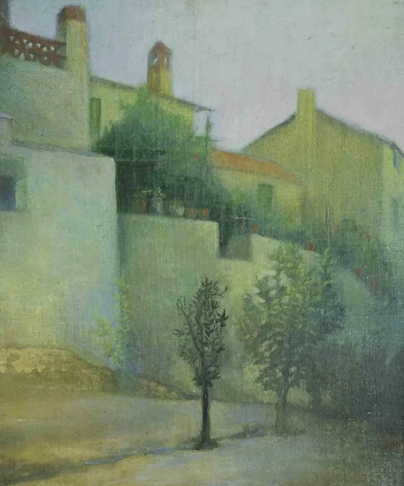 Pamono Giovanni Gromo, Landscape, Oil on Canvas on Wood, 1980s> Contemporary|Painting