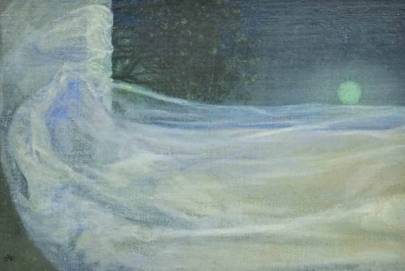 Pamono Giovanni Gromo, Night Landscape, Oil on Panel, 1980s> Contemporary|Painting