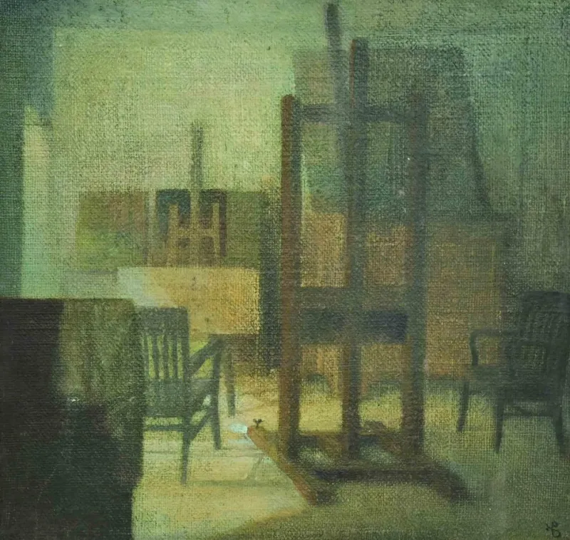 Pamono Giovanni Gromo, Room, Oil on Canvas on Wood, 1980s> Painting