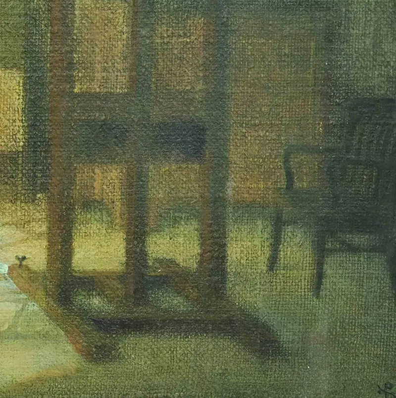 Pamono Giovanni Gromo, Room, Oil on Canvas on Wood, 1980s> Painting