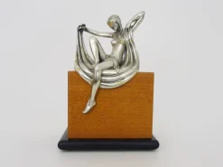 Clearance Pamono Giuliano Ottaviani, Art Nouveau Style Sculpture of a Woman, Silver Plated Vermeil, 1970s