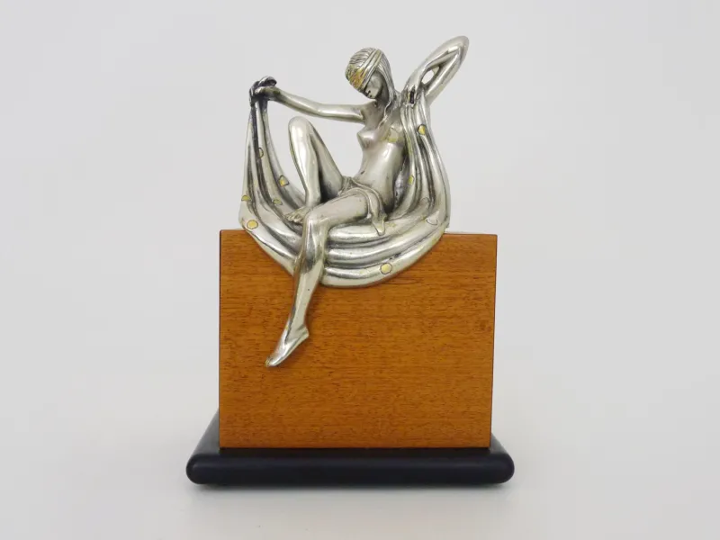 Clearance Pamono Giuliano Ottaviani, Art Nouveau Style Sculpture of a Woman, Silver Plated Vermeil, 1970s