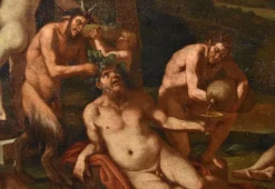 Pamono Giulio Carpioni, Bacchanal Bacchus Mythological Carpioni Scene, 1660, Oil on Canvas, Framed><noscript><img width=