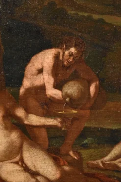 Pamono Giulio Carpioni, Bacchanal Bacchus Mythological Carpioni Scene, 1660, Oil on Canvas, Framed><noscript><img width=
