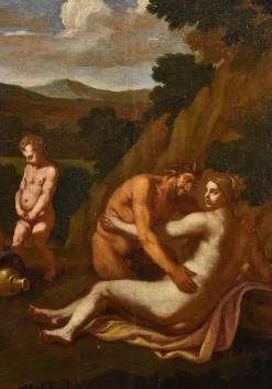 Pamono Giulio Carpioni, Bacchanal Bacchus Mythological Carpioni Scene, 1660, Oil on Canvas, Framed><noscript><img width=