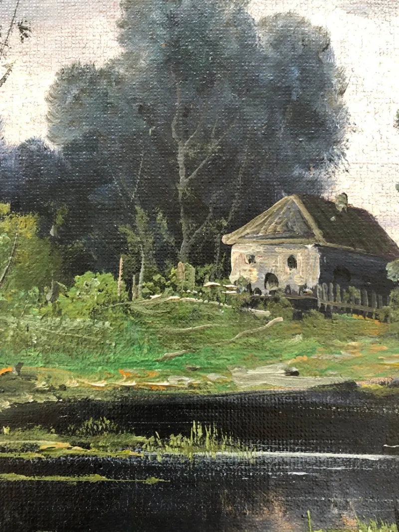 Pamono Giuseppe Zago, the Little Gray House, 1890s, Oil on Canvas> Impressionist