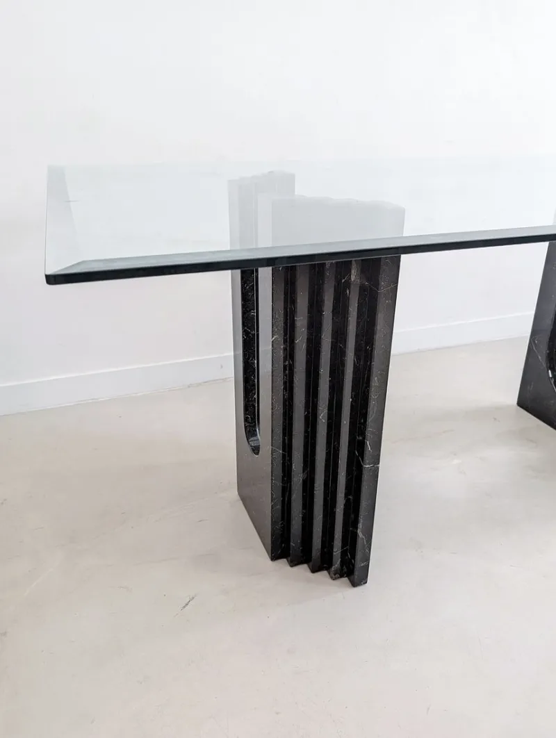 Clearance Pamono Glass & Black Marble Dining Table by Carlo Scarpa for Cattelan, 1970s