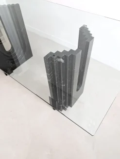 Clearance Pamono Glass & Black Marble Dining Table by Carlo Scarpa for Cattelan, 1970s
