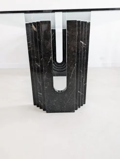 Clearance Pamono Glass & Black Marble Dining Table by Carlo Scarpa for Cattelan, 1970s