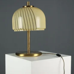 Best Pamono Glass and Brass Table Lamp, 1970