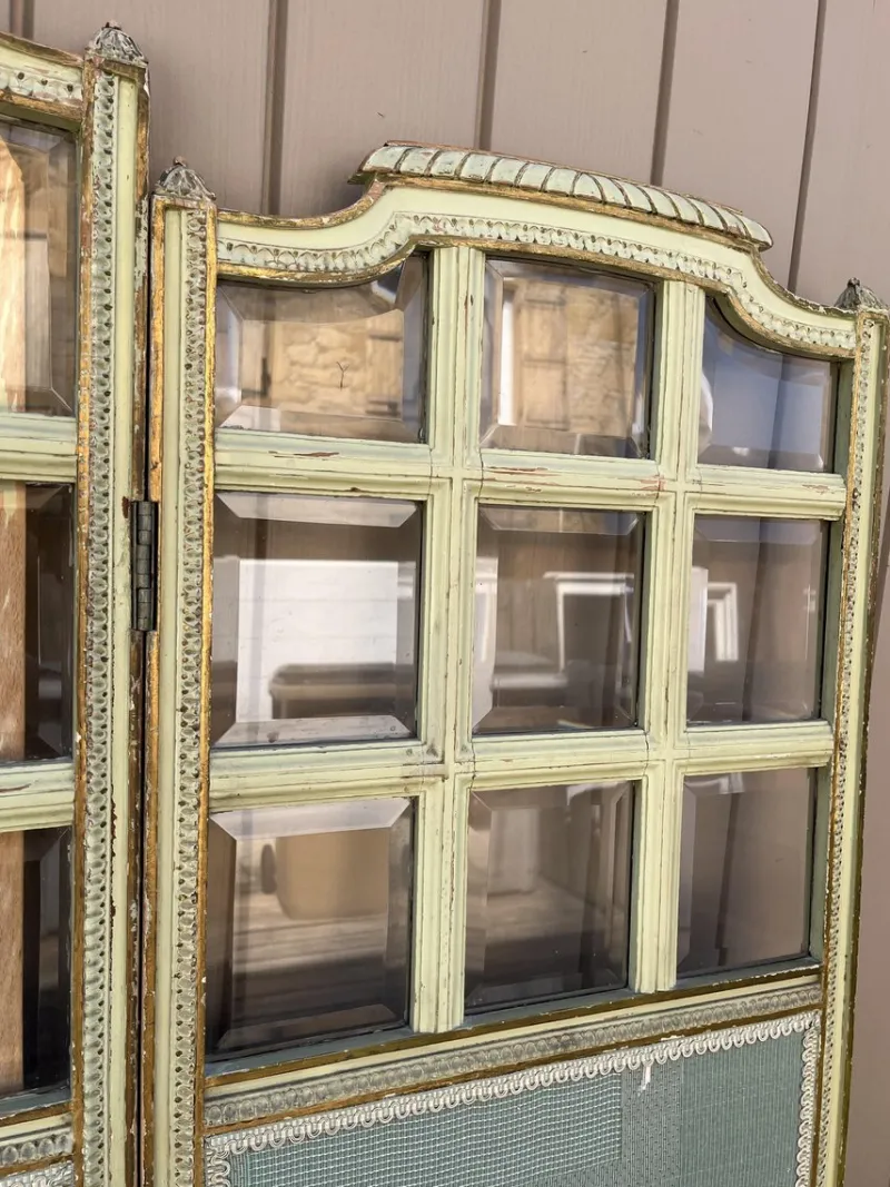 New Pamono Glass and Fabric Screen, 1920s