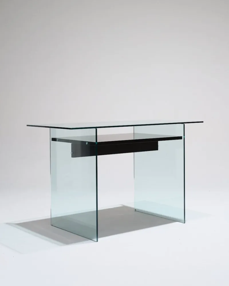 Hot Pamono Glass and Wood Desk from Artelano, 1980s