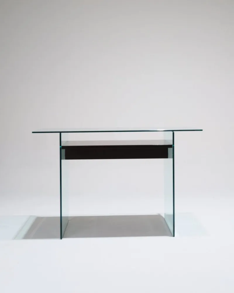 Hot Pamono Glass and Wood Desk from Artelano, 1980s