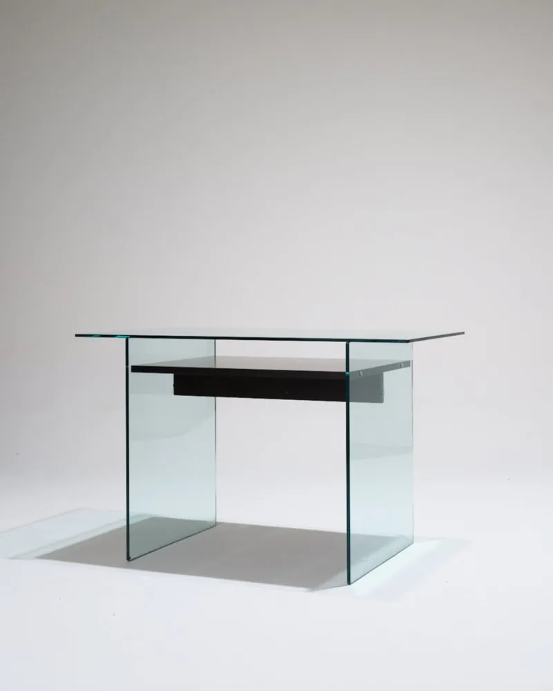 Hot Pamono Glass and Wood Desk from Artelano, 1980s