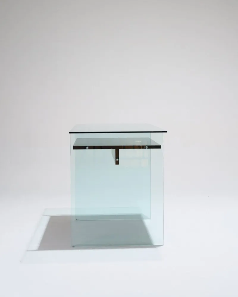Hot Pamono Glass and Wood Desk from Artelano, 1980s