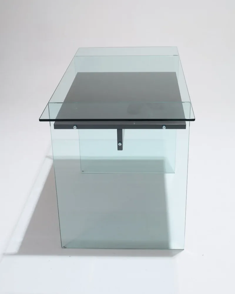 Hot Pamono Glass and Wood Desk from Artelano, 1980s