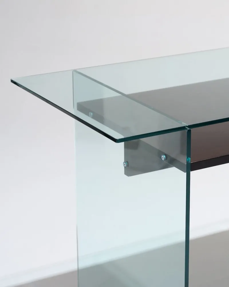 Hot Pamono Glass and Wood Desk from Artelano, 1980s