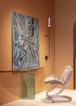 Clearance Pamono Glass Console Table by Luigi Massoni for Gallotti & Radice, 1980s