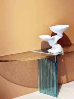 Clearance Pamono Glass Console Table by Luigi Massoni for Gallotti & Radice, 1980s
