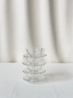 New Pamono Glass Cups and Saucers, France, Set of 8