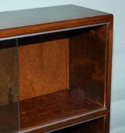 Clearance Pamono Glass Front 3-Tier Barrister Bookcase Cabinet from Minty of Oxford, 1930s