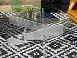 Hot Pamono Glass Living Room Table with Acrylic Glass Base