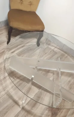 Hot Pamono Glass Living Room Table with Acrylic Glass Base