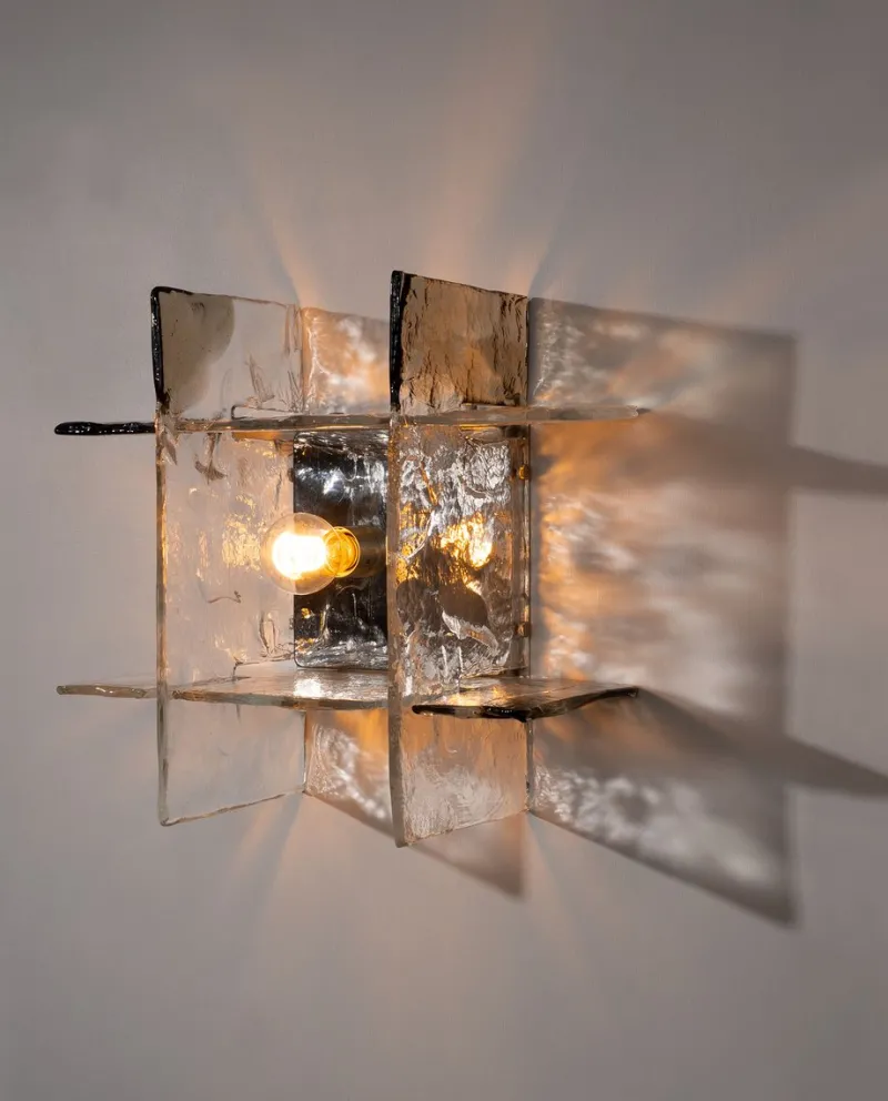 Pamono Glass Model Ice Wall Light by Carlo Nason for AV Mazzega, 1970> Wall Lights & Sconces