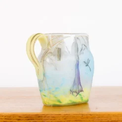 Online Pamono Glass Paste Pitcher Decorated with Daturas and Dragonflies by Jean Daum for Daum Nancy, 1889