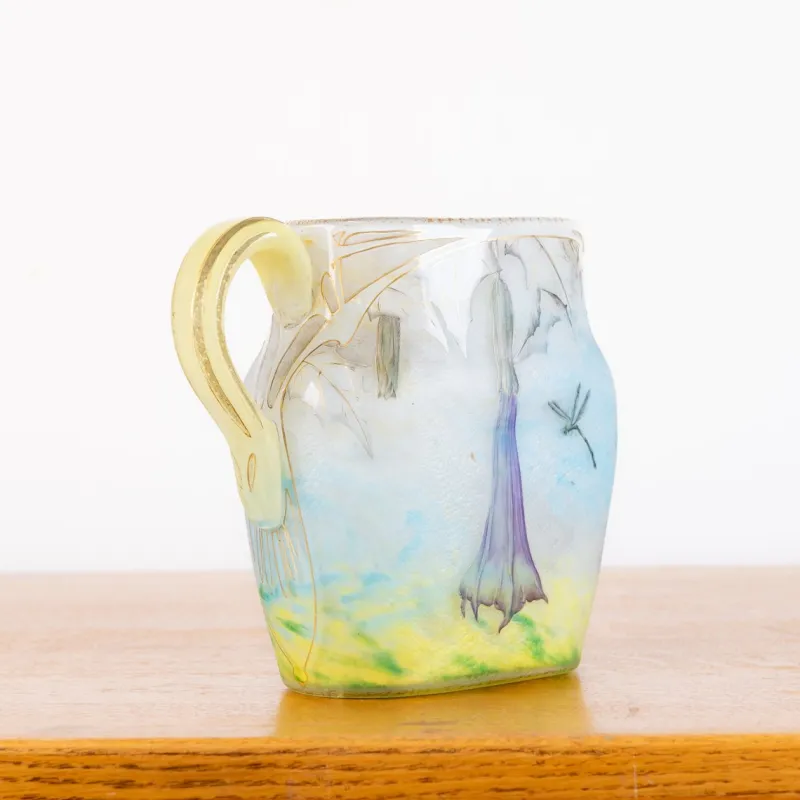 Online Pamono Glass Paste Pitcher Decorated with Daturas and Dragonflies by Jean Daum for Daum Nancy, 1889