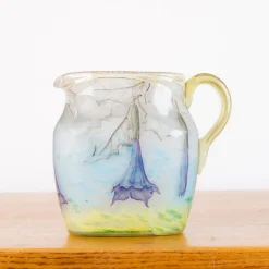 Online Pamono Glass Paste Pitcher Decorated with Daturas and Dragonflies by Jean Daum for Daum Nancy, 1889