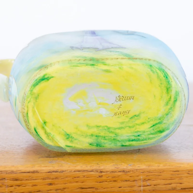 Online Pamono Glass Paste Pitcher Decorated with Daturas and Dragonflies by Jean Daum for Daum Nancy, 1889