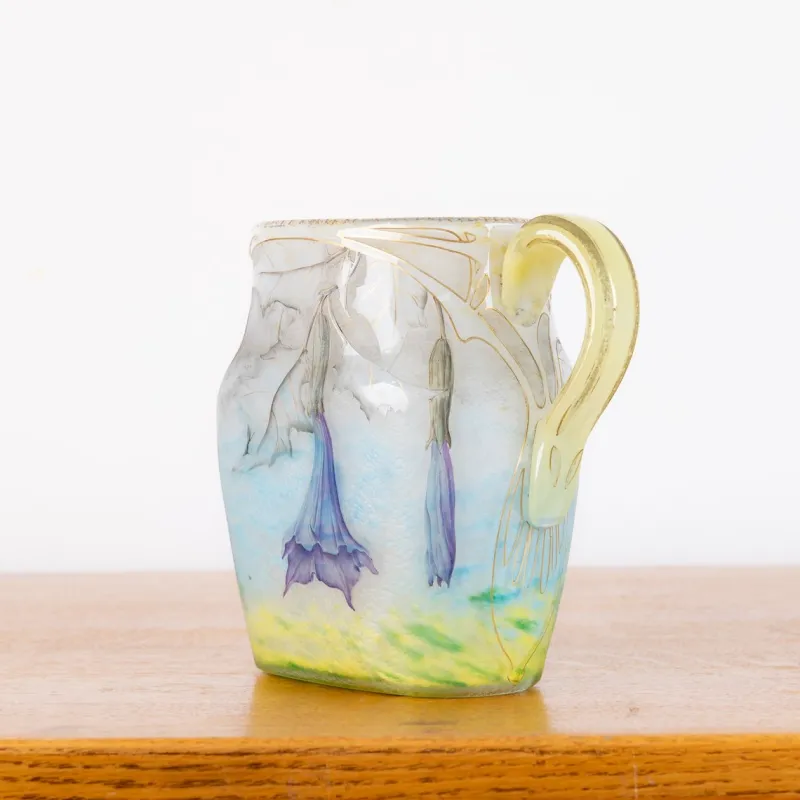 Online Pamono Glass Paste Pitcher Decorated with Daturas and Dragonflies by Jean Daum for Daum Nancy, 1889