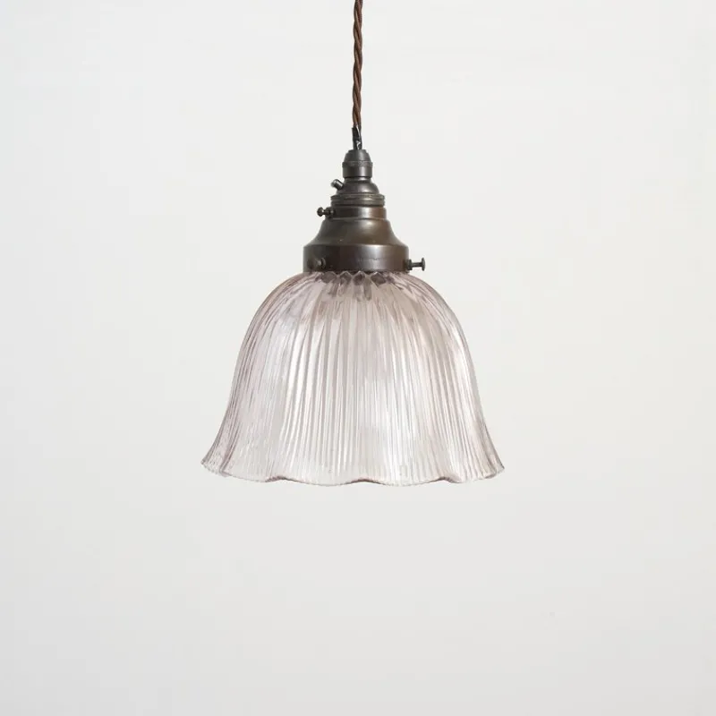 Pamono Glass Pendant Light from Holophane, 1940s> Ceiling Lights