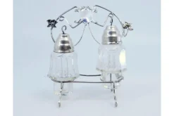 Pamono Glass Salt and Pepper Shakers with Lids and Silver Frame, Set of 2> Salt & Pepper Shakers