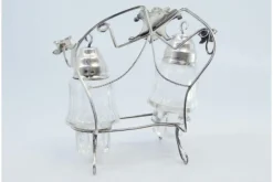 Pamono Glass Salt and Pepper Shakers with Lids and Silver Frame, Set of 2><noscript><img width=
